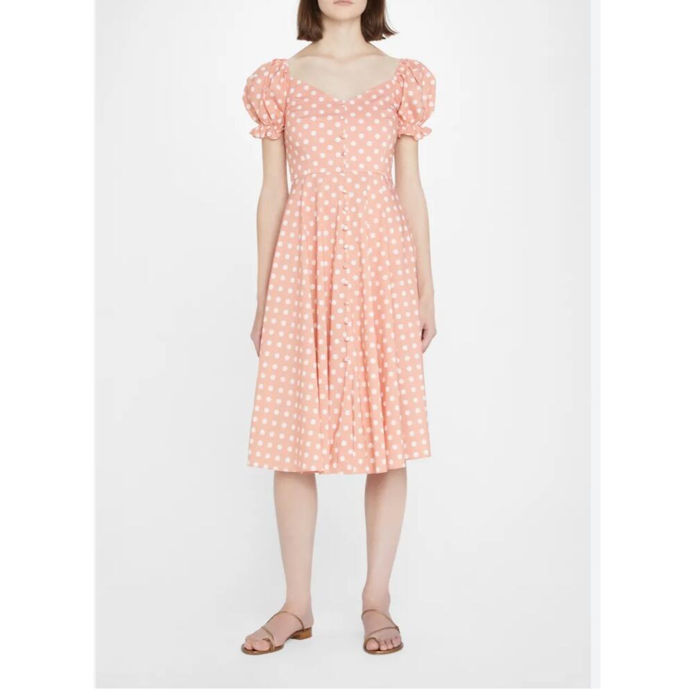 Caroline Constas Savannah Trad Cottagecore Puff‎ Sleeve Polka Dot Dress Small